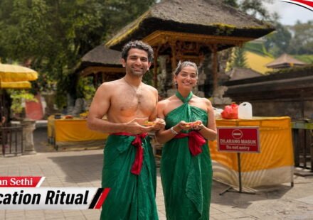 Ayushman Sethi Purification Ritual with girlfriend Samiksha Shetty at Bali temple